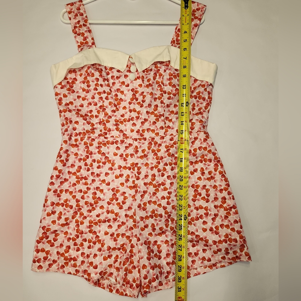Women's Red Heart-Print Strap Romper - Picture 5 of 11
